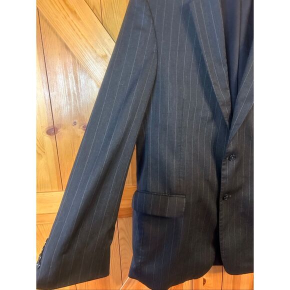 Jos A Bank Men’s Lined Charcoal Pinstripe100% Wool Blazer Suit Coat Size 44LG (5 - Picture 2 of 6